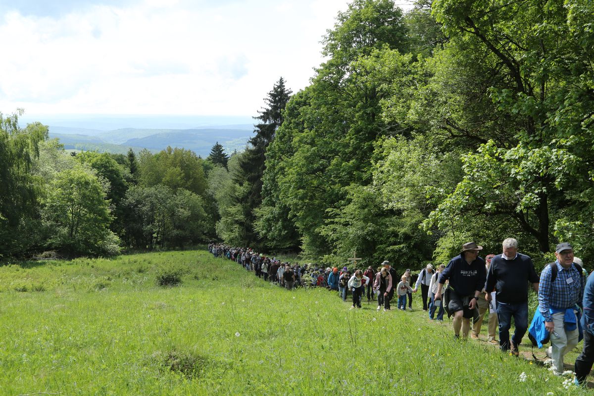 Fast 400 Gläubige haben an der Ökumenischen Kreuzbergwallfahrt mit Bischof Jung und Regionalbischöfin Bornowski teilgenommen.  Fast 400 Gläubige haben an der Ökumenischen Kreuzbergwallfahrt mit Bischof Jung und Regionalbischöfin Bornowski teilgenommen.