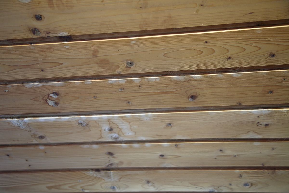 Auch an der Küchendecke sind Wasserflecken sichtbar. Auch an der Küchendecke sind Wasserflecken sichtbar.