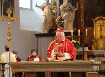 Weihbischof Ulrich Boom feierte am Donnerstagabend ein Pontifikalamt in der Pfarrkirche Sankt Michael in Zeil am Main.