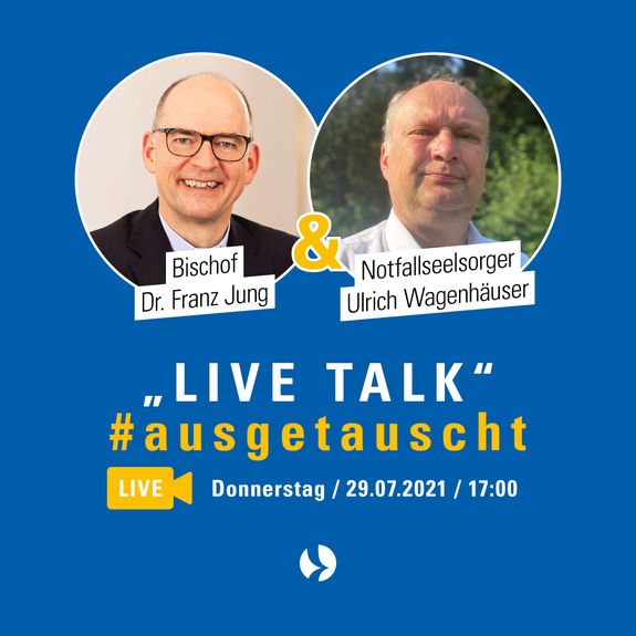Bischof Dr. Franz Jung tauscht sich am Donnerstag, 29. Juli, um 17 Uhr auf Instagram mit Notfallseelsorger Ulrich Wagenhäuser über die Arbeit der Notfallseelsorge im Bistum Würzburg aus. Bischof Dr. Franz Jung tauscht sich am Donnerstag, 29. Juli, um 17 Uhr auf Instagram mit Notfallseelsorger Ulrich Wagenhäuser über die Arbeit der Notfallseelsorge im Bistum Würzburg aus.
