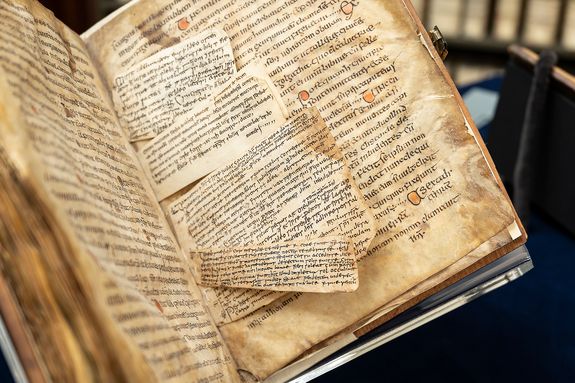 In der Universitätsbibliothek bekamen Bischof Dr. Franz Jung und eine Delegation aus Irland wertvolle Handschriften mit Irlandbezug von Einrichtungsleiter Dr. Hans-Günter Schmidt gezeigt. In der Universitätsbibliothek bekamen Bischof Dr. Franz Jung und eine Delegation aus Irland wertvolle Handschriften mit Irlandbezug von Einrichtungsleiter Dr. Hans-Günter Schmidt gezeigt.