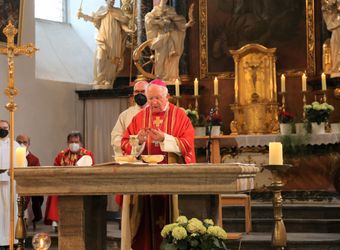 Weihbischof Ulrich Boom feierte am Donnerstagabend ein Pontifikalamt in der Pfarrkirche Sankt Michael in Zeil am Main.