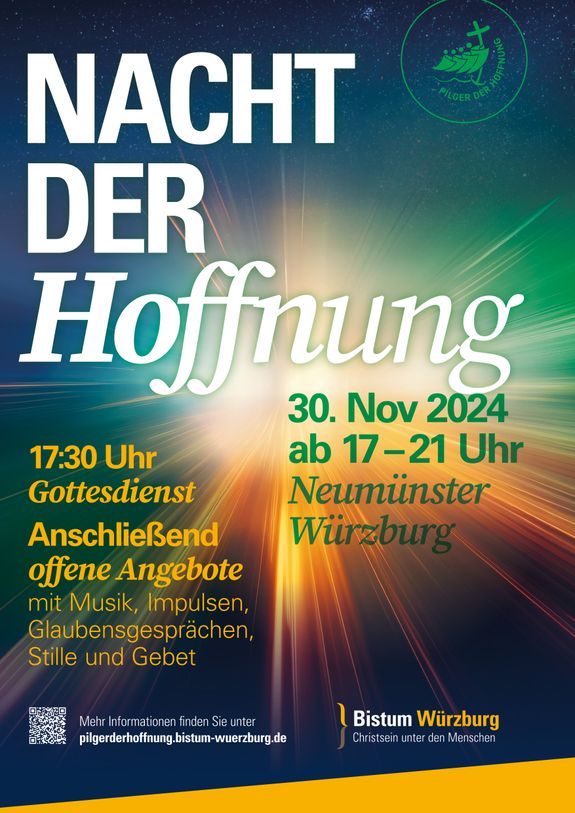Das Plakat zur "Nacht der Hoffnung", die am Samstag, 30. November, im Würzburger Neumünster stattfindet. Das Plakat zur "Nacht der Hoffnung", die am Samstag, 30. November, im Würzburger Neumünster stattfindet.