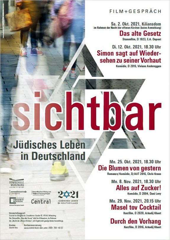 Die Filmreihe "sichtbar" ist eine von vielen Veranstaltungen im Unterfranken zum Jubiläumsjahr "1700 Jahre jüdisches Leben in Deutschland". Die Filmreihe "sichtbar" ist eine von vielen Veranstaltungen im Unterfranken zum Jubiläumsjahr "1700 Jahre jüdisches Leben in Deutschland".