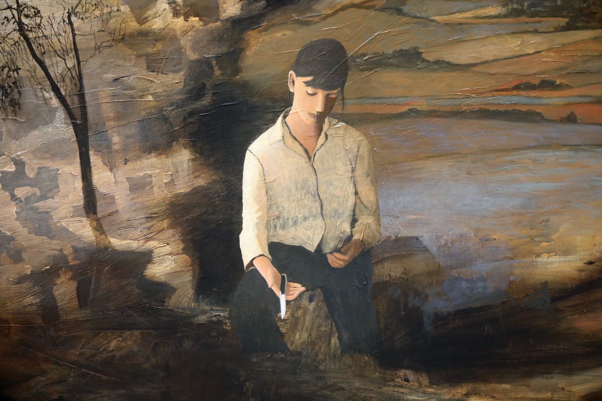 ... hat ein Gegenstück in dem Gemälde "Girl with a Knife" von Nina Sten-Knudsen.