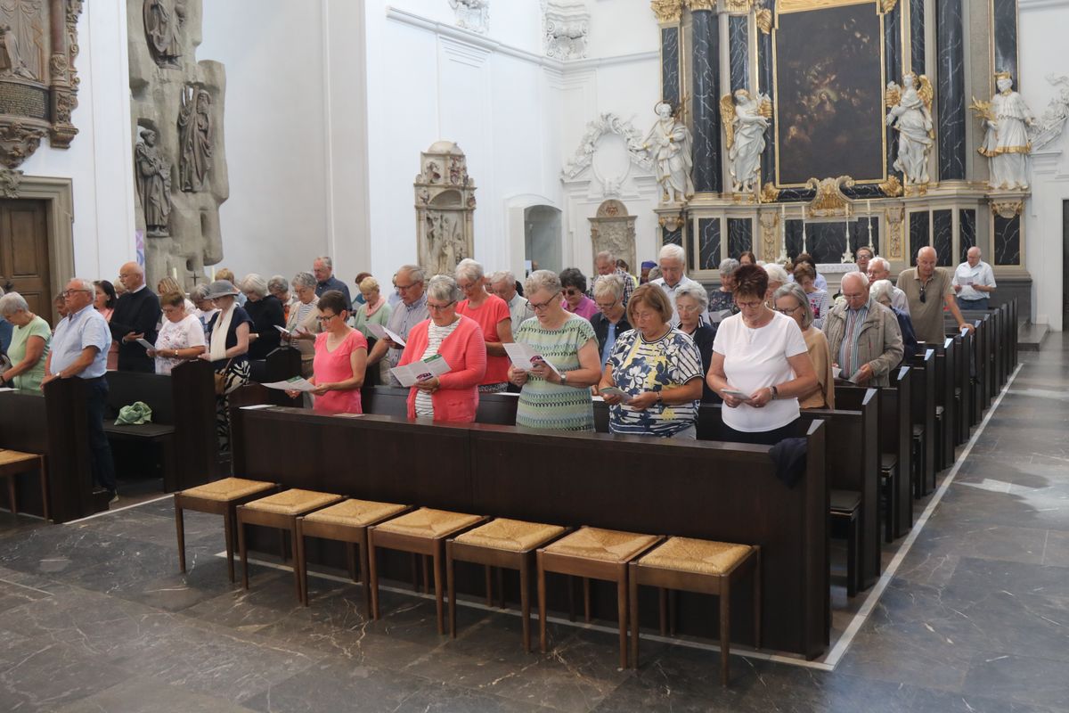 Bischof Dr. Franz Jung feierte am Donnerstag, 10. Juli 2025, einen Kiliani-Wallfahrtsgottesdienst mit Gläubigen aus der Region Würzburg. Eine Begegnung auf dem Kiliansplatz schloss sich an.