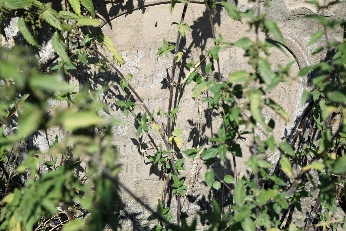Die Inschrift ist stark verwittert. Wind und Wetter sind die größte Gefahr für Bildstöcke.