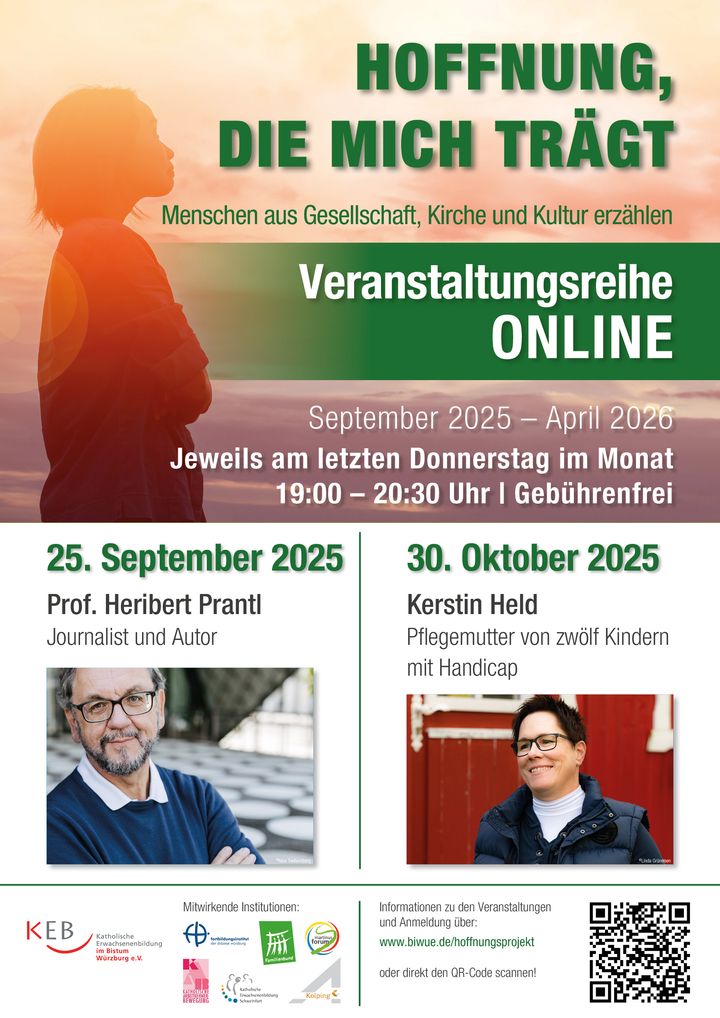 „Hoffnung, die mich trägt“ lautet der Titel einer virtuellen Vortragsreihe mit Menschen aus Gesellschaft, Kirche und Kultur.