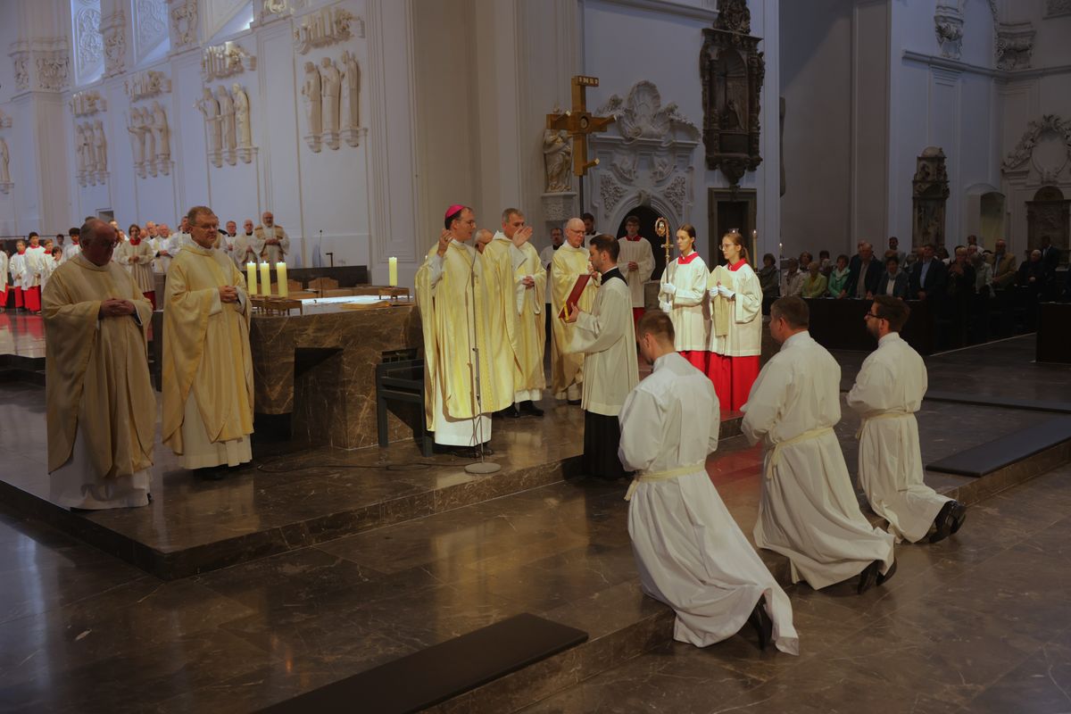 Bei einem Pontifikalgottesdienst am Samstag, 27. September, weihte Weihbischof Paul Reder drei Männer im Würzburger Kiliansdom zu Diakonen.