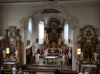 Weihbischof Ulrich Boom feierte am Donnerstagabend ein Pontifikalamt in der Pfarrkirche Sankt Michael in Zeil am Main.