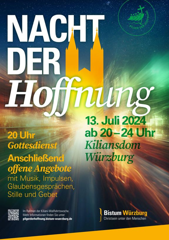 Das Plakat zur Nacht der Hoffnung, die am Samstag, 13. Juli, das erste Mal in Würzburg stattfindet. Das Plakat zur Nacht der Hoffnung, die am Samstag, 13. Juli, das erste Mal in Würzburg stattfindet.