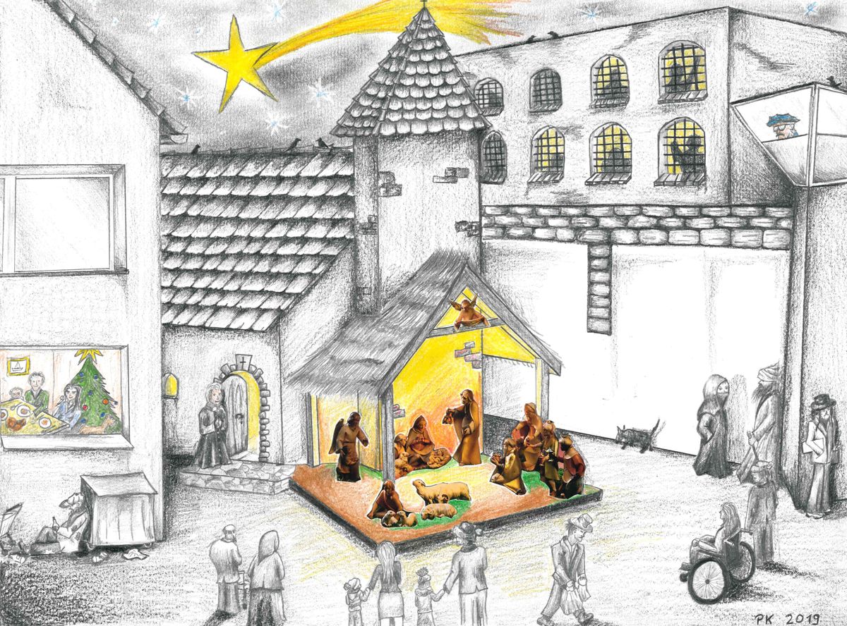 Diese Zeichnung bekam Bischof Dr. Franz Jung bei seinem Besuch in der JVA Würzburg geschenkt. Diese Zeichnung bekam Bischof Dr. Franz Jung bei seinem Besuch in der JVA Würzburg geschenkt.