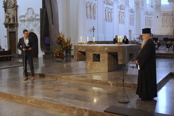  Christoph Schmitter (links) und Martinos Petzolt hielten eine Dialogpredigt.